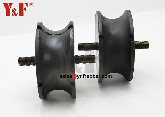 Black Round Rubber Bobbin Mounts Vibration Resistance Heavy Duty