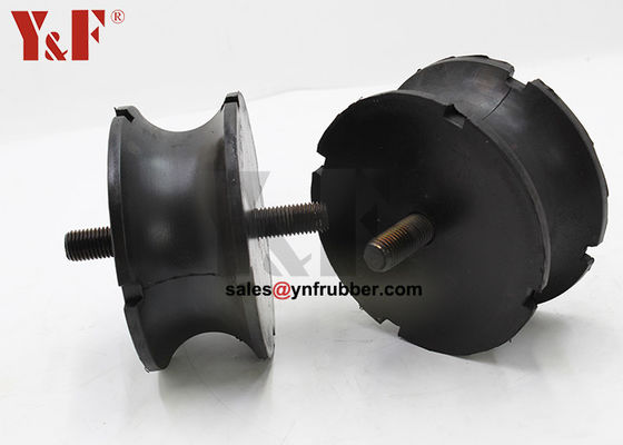 Black Round Rubber Bobbin Mounts Vibration Resistance Heavy Duty